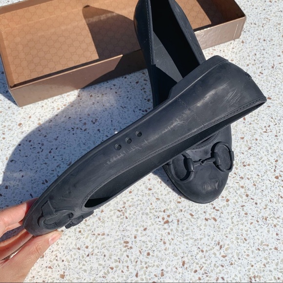 NIB Authentic Gucci Horsebit Embossed Rubber Flats Black 36 - Picture 6 of 8